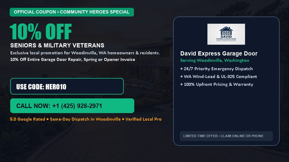 10% OFF Senior, Military & First Responder Discount in Woodinville, WA - David Express Garage Door